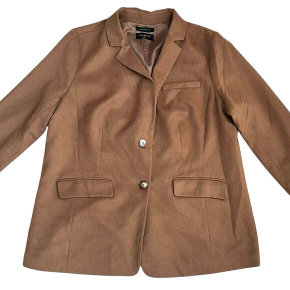 Talbots Plus 18W Camel Wool Blend Blazer Jacket Italian Fabric Classic Lined - Picture 1 of 12